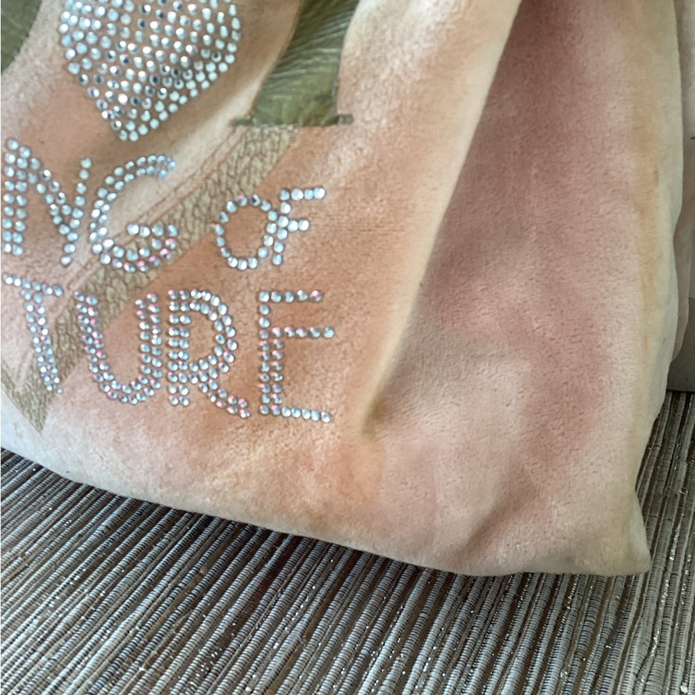 Y2K Juicy Couture Pink Darling Of Couture Velour Rhinestone Large Purse Bag - Picture 4 of 13